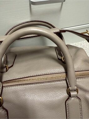Marc By Marc Jacobs Taupe Leather Duffel with Brown Trim and Gold Hardware
